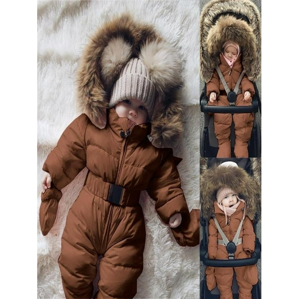 Baby Boy Girl Winter Coat Romper Jacket Hooded Jumpsuit Thick Outfit Outerwear